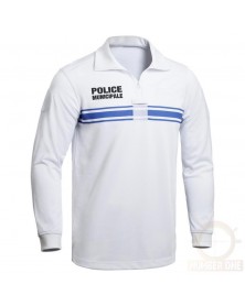POLO MANCHES LONGUES POLICE MUNICIPALE BLANC